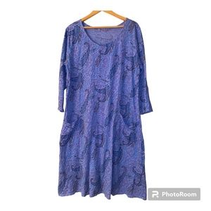 Fresh Produce 2X Dress Pockets Blue Paisley